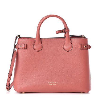 Burberry Grainy Calfskin House Check Medium Banner Tote Mauve Pink 1 of 11