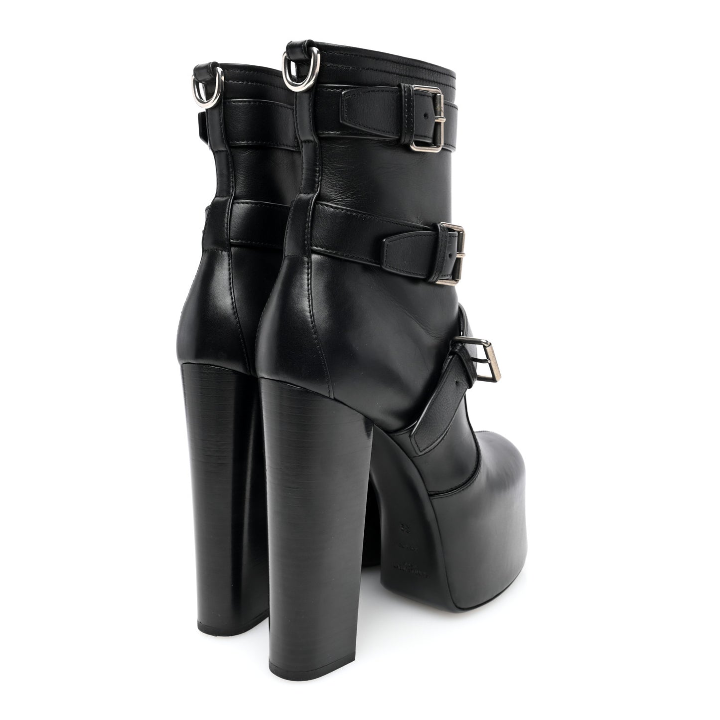 Piuma Calfskin Mina 95 Mazzi Trio Buckle Ankle Boots 39 Black
