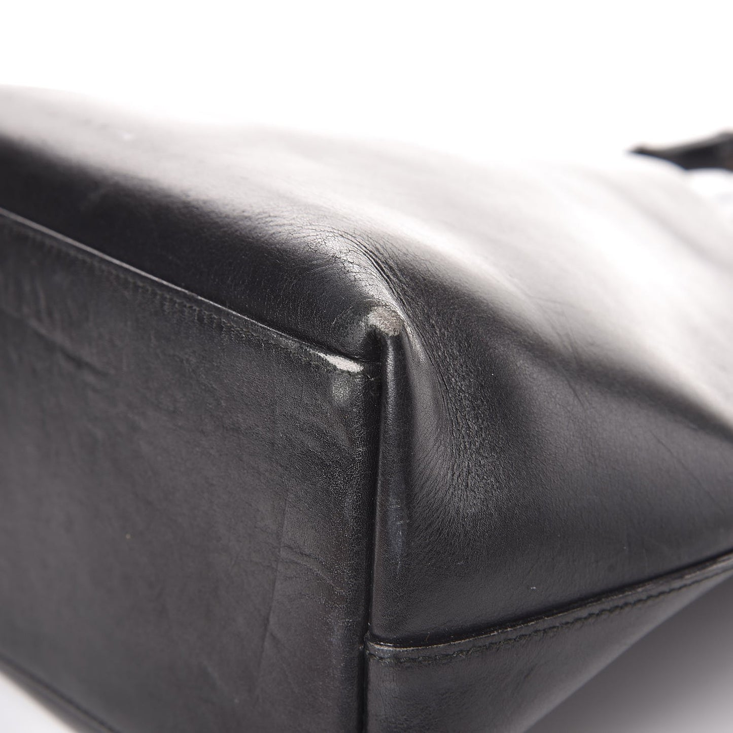 Calfskin Bamboo Handle Shoulder Bag Black