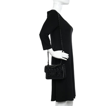 Chanel Shiny Crumpled Calfskin Quilted Double You Mini Flap So Black 2 of 10
