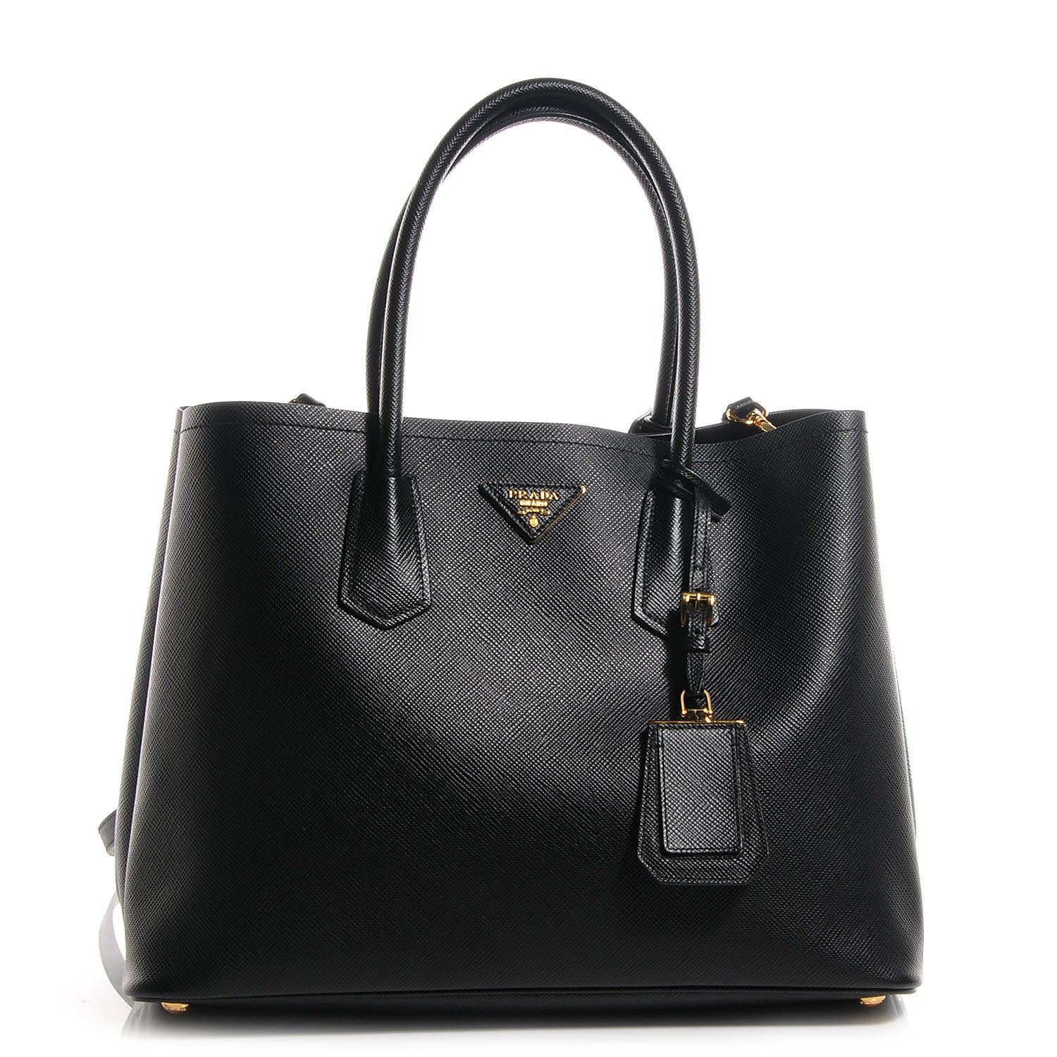 Prada Saffiano Cuir Large Double Bag Nero Black 1 of 10