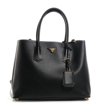Prada Saffiano Cuir Large Double Bag Nero Black 1 of 10