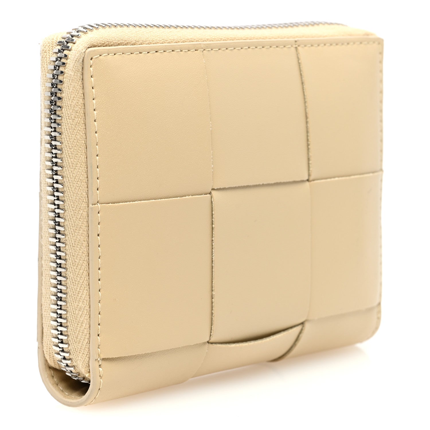Bottega Veneta Lambskin Maxi Intreccio Small Cassette Compact Zip Around Wallet Porridge 3 of 6