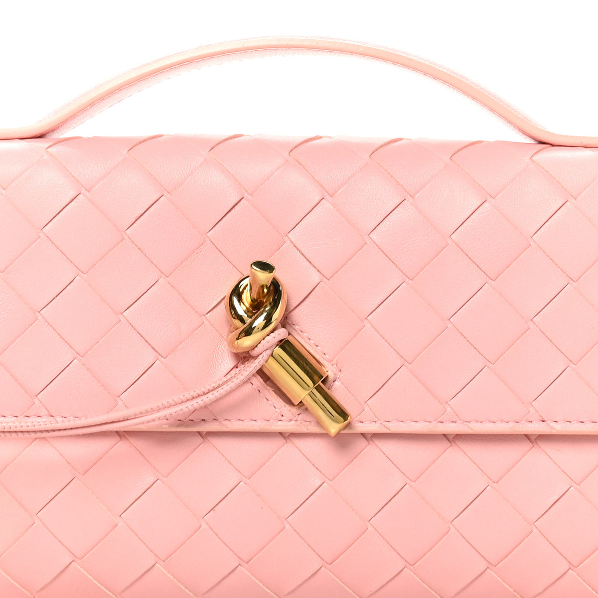 Nappa Intrecciato Long Andiamo Top Handle Clutch Rose