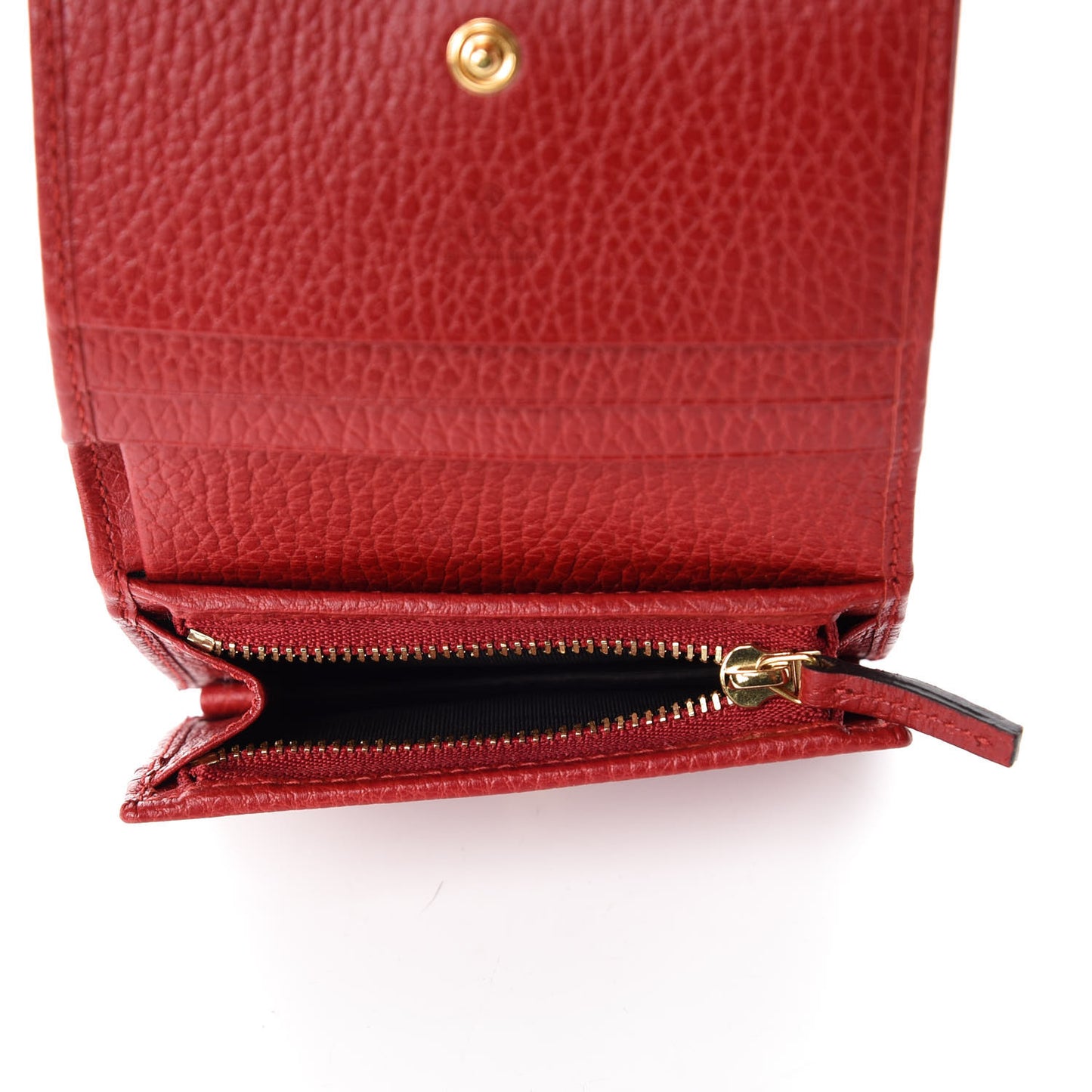 Pebbled Calfskin GG Marmont Card Case Hibiscus Red
