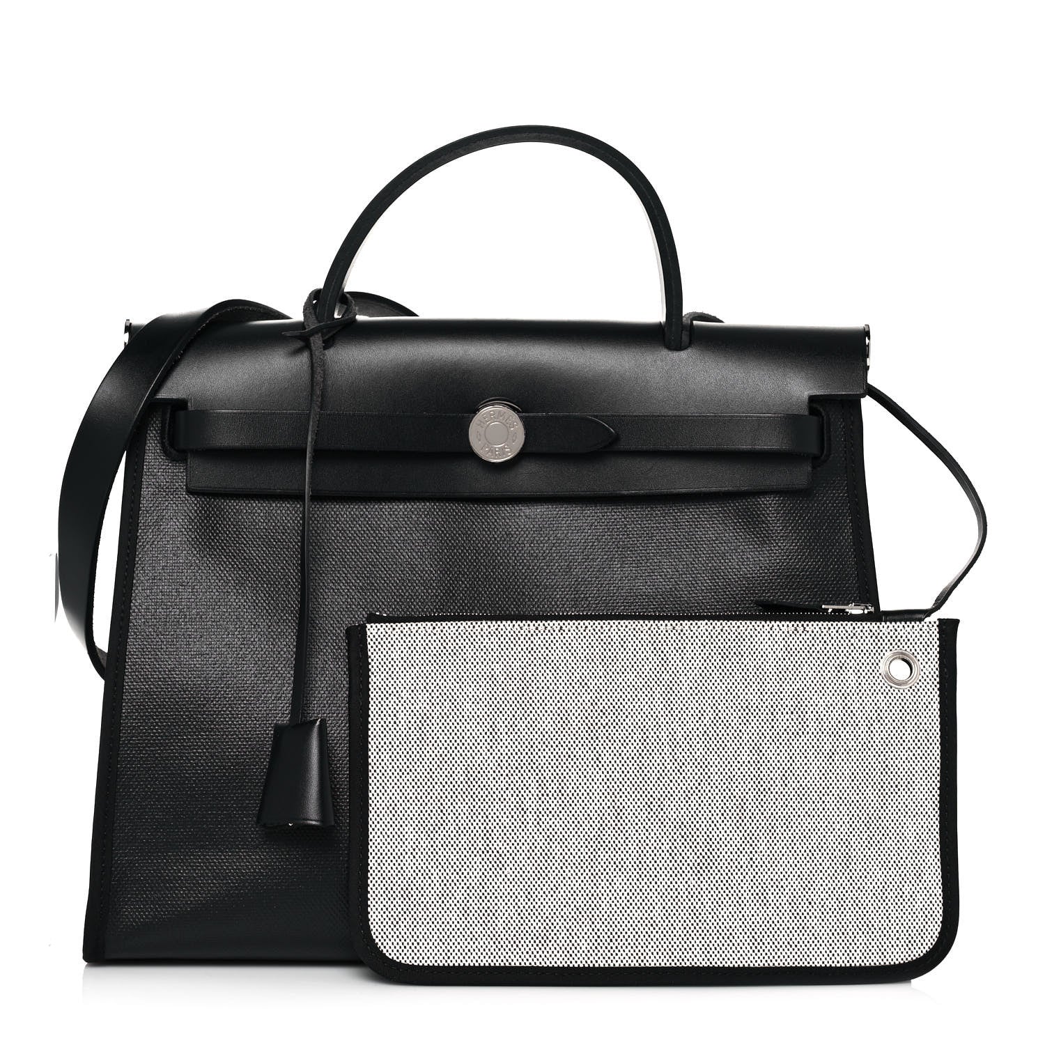 Hermes Toile H Berline Vache Hunter Herbag Zip PM 31 Black Ecru 1 of 13