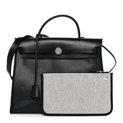 Hermes Toile H Berline Vache Hunter Herbag Zip PM 31 Black Ecru 1 of 13