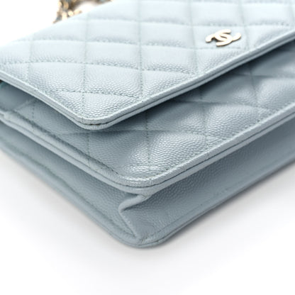 Chanel Caviar Quilted Wallet On Chain WOC Light Blue 9 of 12