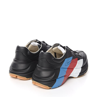 Gucci Calfskin Web Printed Mens Rhyton Sneakers 6.5 Black 4 of 9