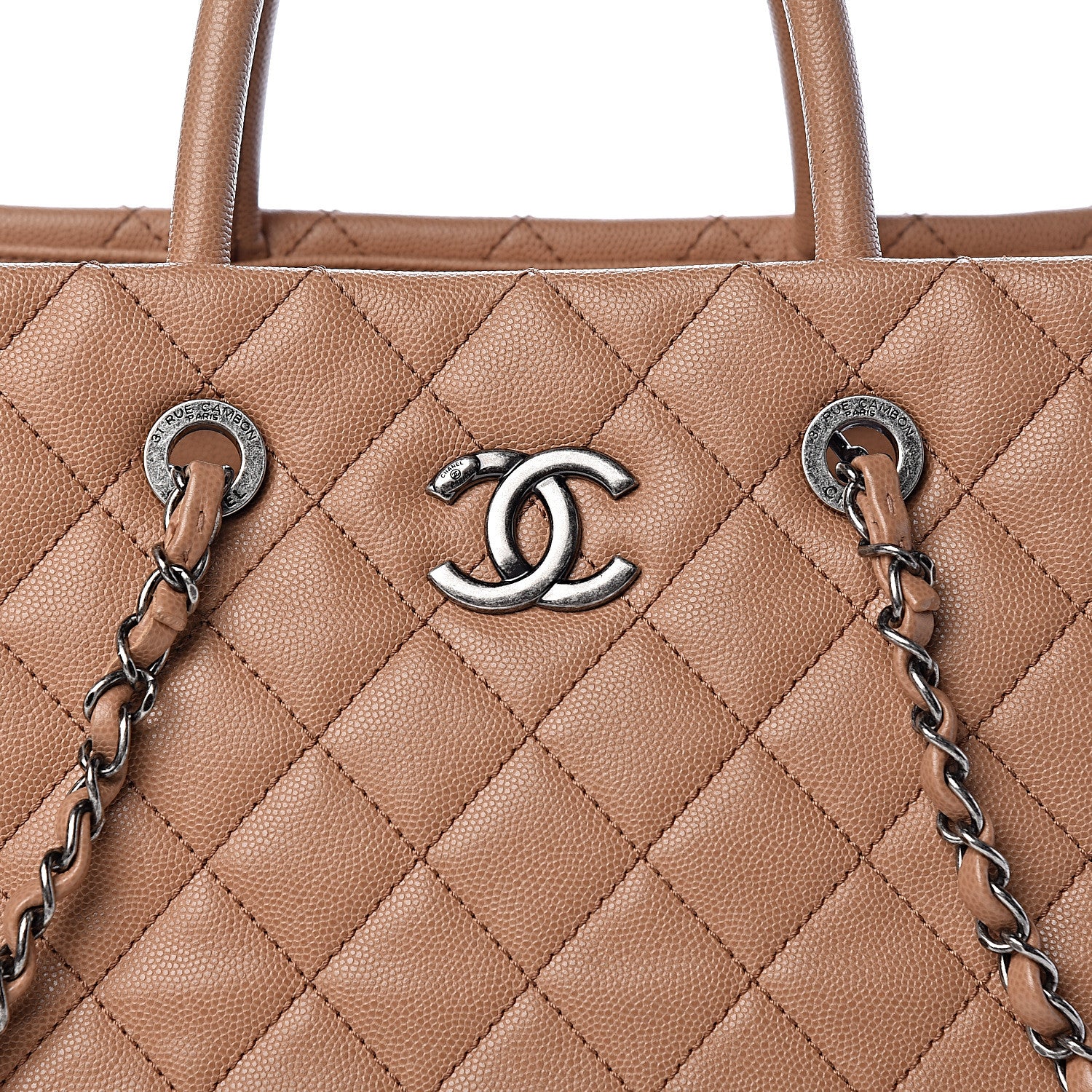 Chanel Caviar Quilted Large Coco Handle Shopping Tote Beige 8 of 16