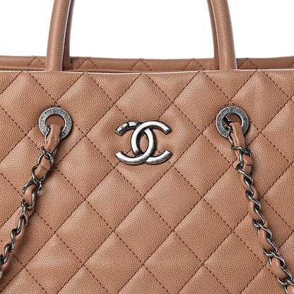 Chanel Caviar Quilted Large Coco Handle Shopping Tote Beige 8 of 16