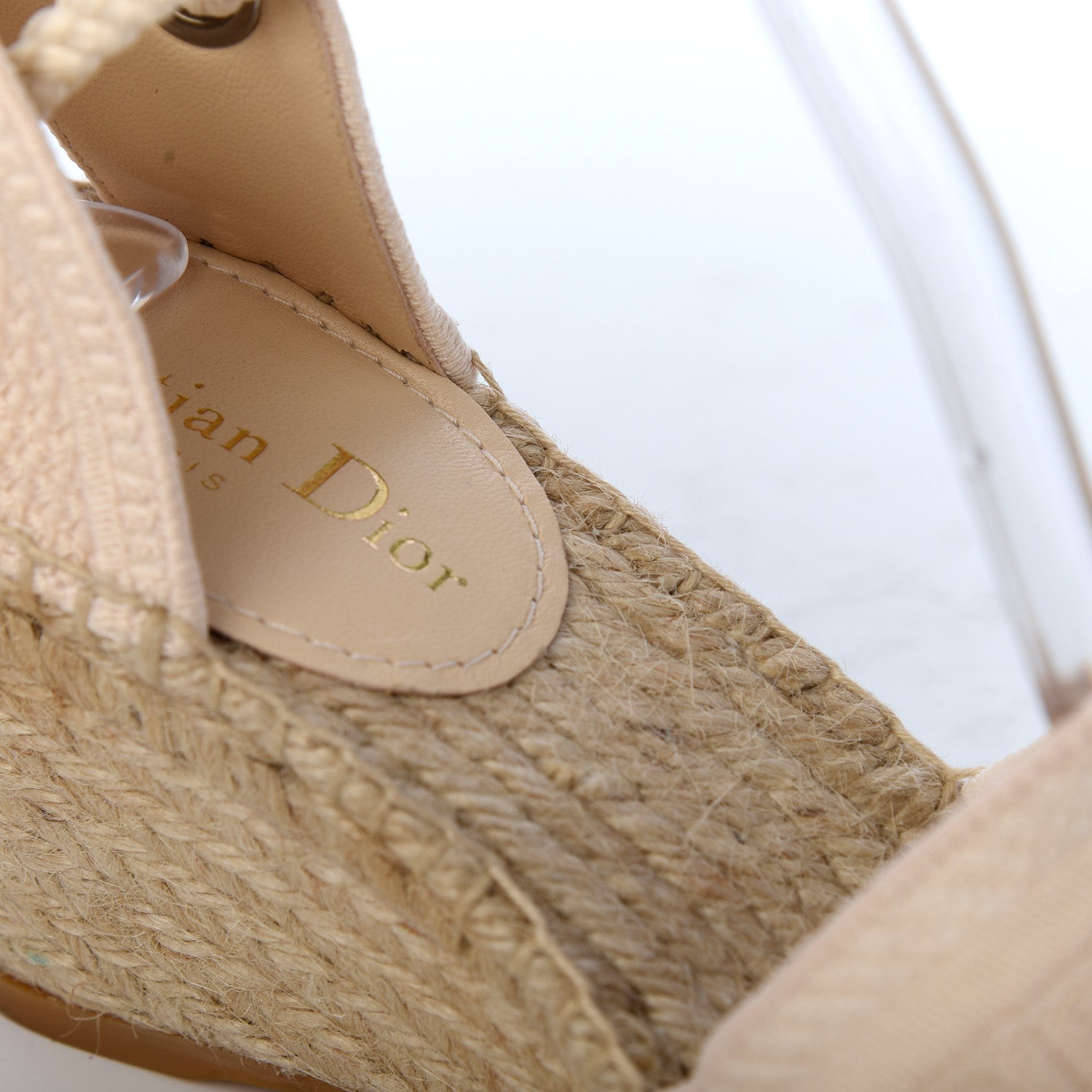 Christian Dior Canvas Embroidered Granville Ankle Tie Espadrille Wedges 36 Cream 15 of 24