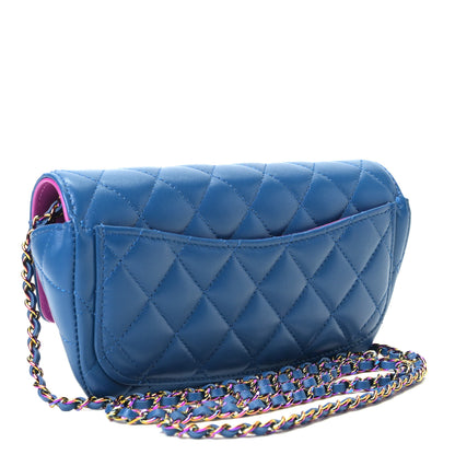 Chanel Lambskin Quilted Glasses Case With Chain Blue Purple 2 of 5
