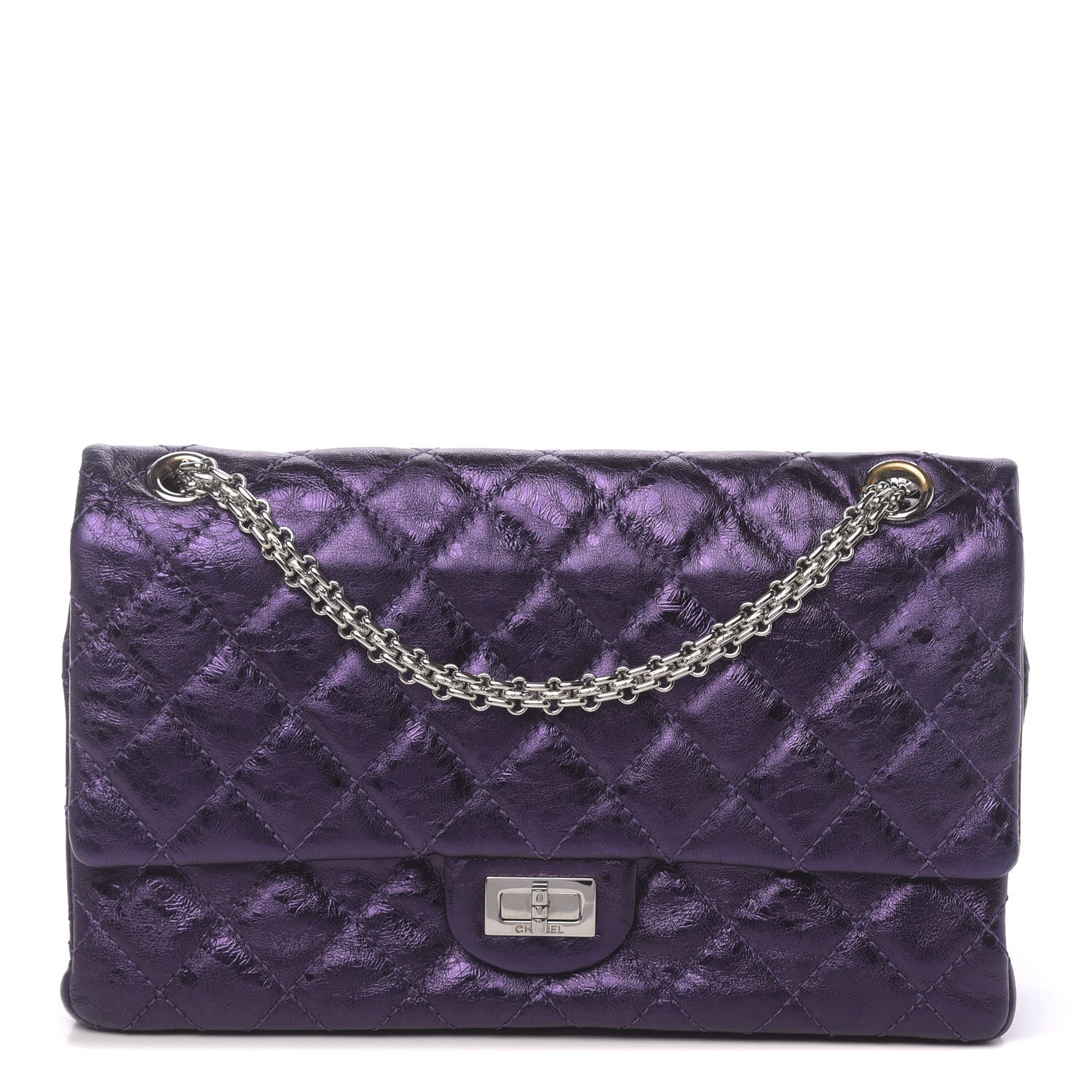 Chanel Metallic Calfskin Quilted 2.55 Reissue 226 Flap Violet 1 of 12