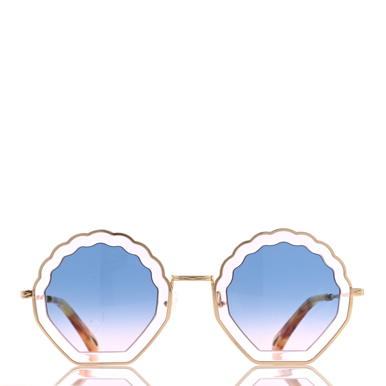 Chloe Scalloped Sunglasses CE147S Gold Blue Pink 2 of 7
