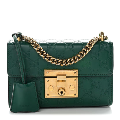 Gucci Guccissima Small Padlock Shoulder Bag Emerald 1 of 12