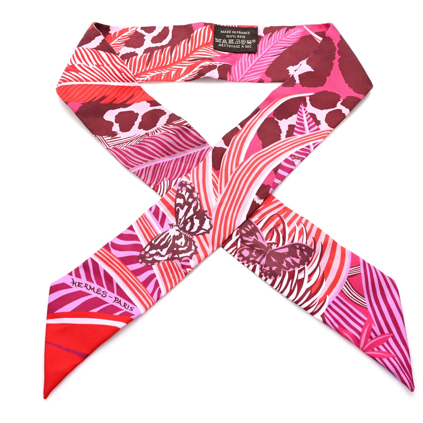 Silk Jaguar Quetzal Twilly Fuchsia Rose Bordeaux