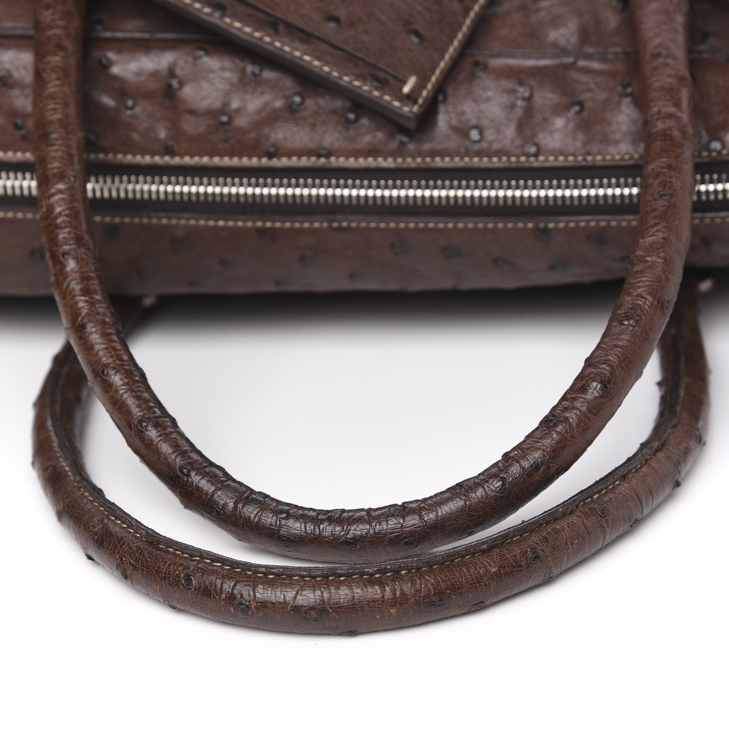 Prada Ostrich Travel Briefcase Brown 12 of 15