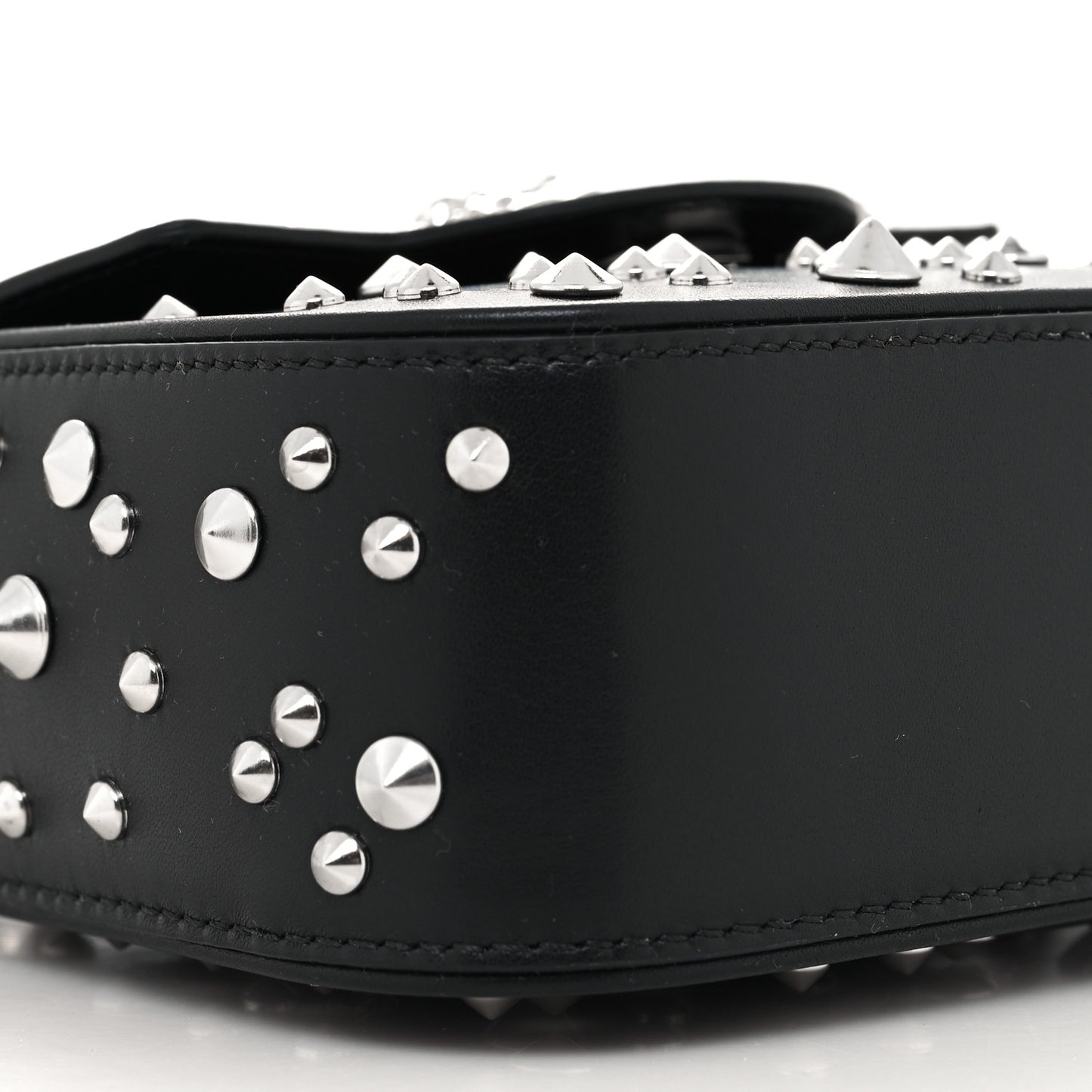 Grained Calfskin Spiked Micro La Medusa Bag Black