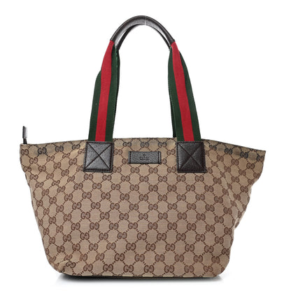 Gucci GG Monogram Medium Web Handle Bucket Tote Dark Brown 1 of 9