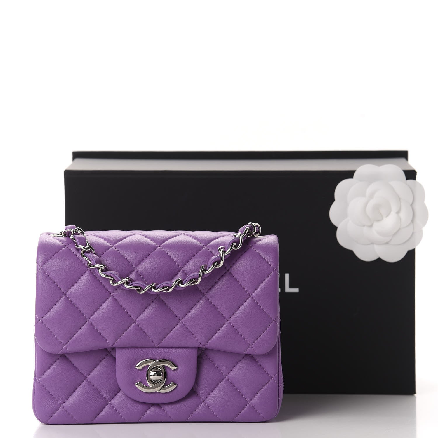 Chanel Lambskin Quilted Mini Square Flap Dark Purple 11 of 11