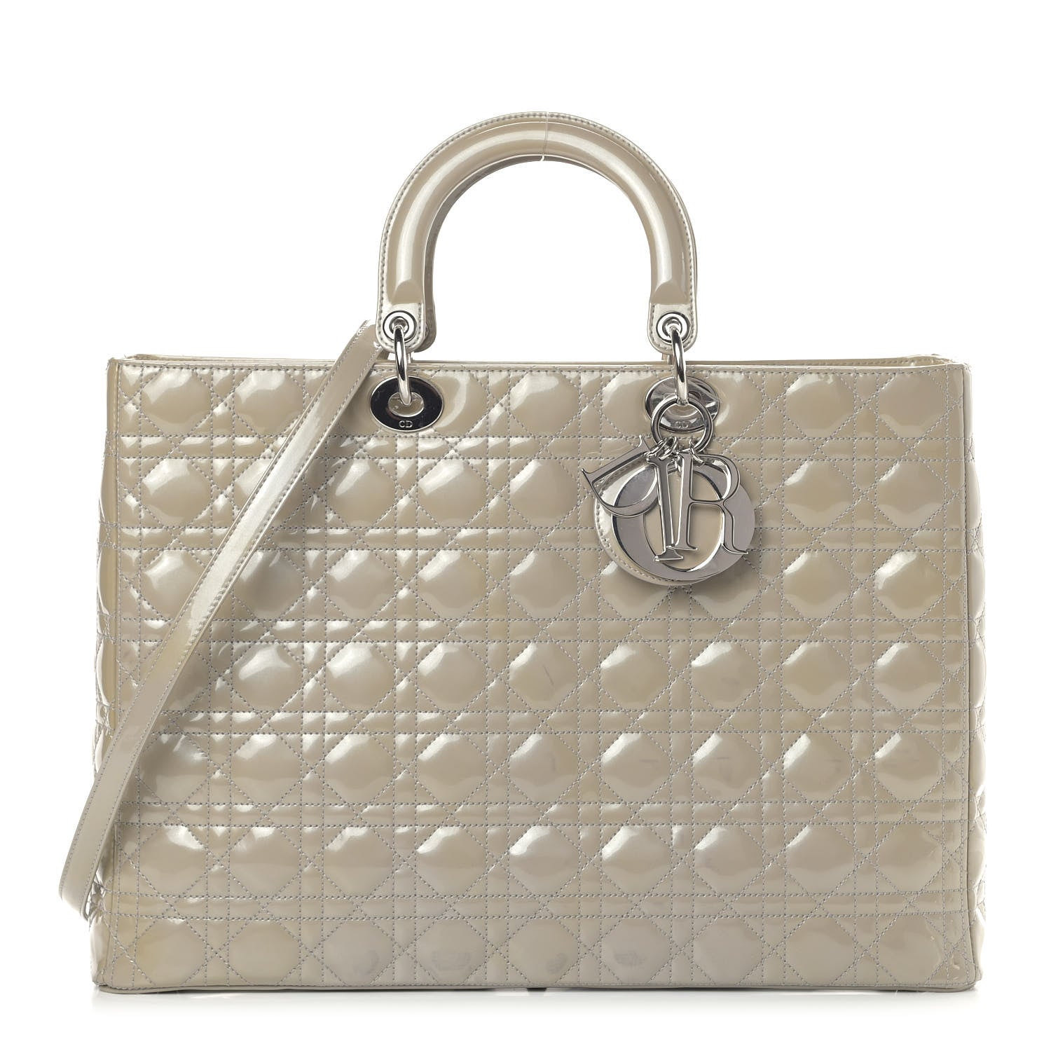 Christian Dior Patent Cannage Extra Large Lady Dior Beige 1 of 11