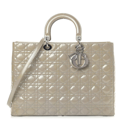 Christian Dior Patent Cannage Extra Large Lady Dior Beige 1 of 11