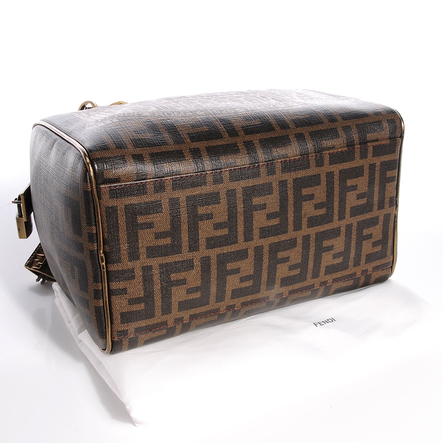 Fendi Zucca Spalmati Palazzo Print Boston Tobacco Gold 4 of 9