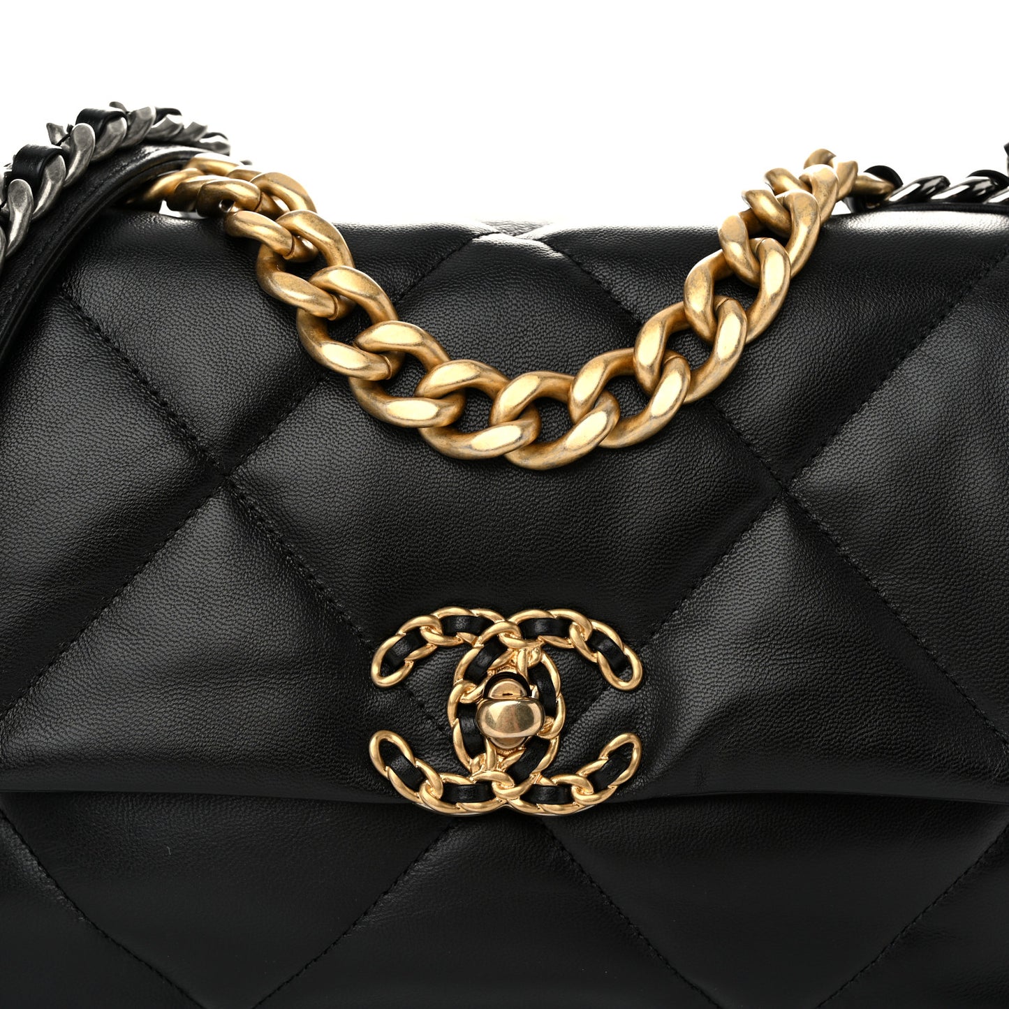 Lambskin Quilted Medium Chanel 19 Flap Black