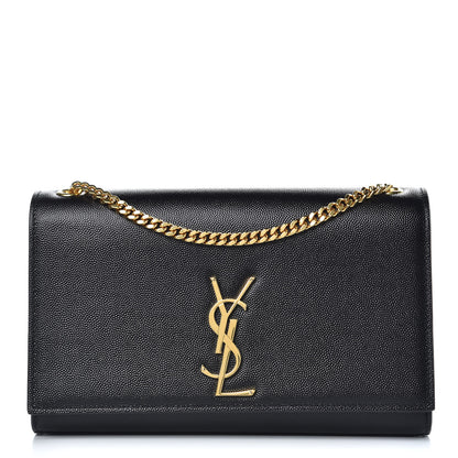 Saint Laurent Grain De Poudre Medium Classic Monogram Kate Satchel Black 1 of 9
