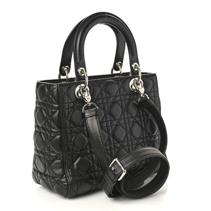 Christian Dior Lambskin Cannage Medium Lady Dior Black 2 of 9