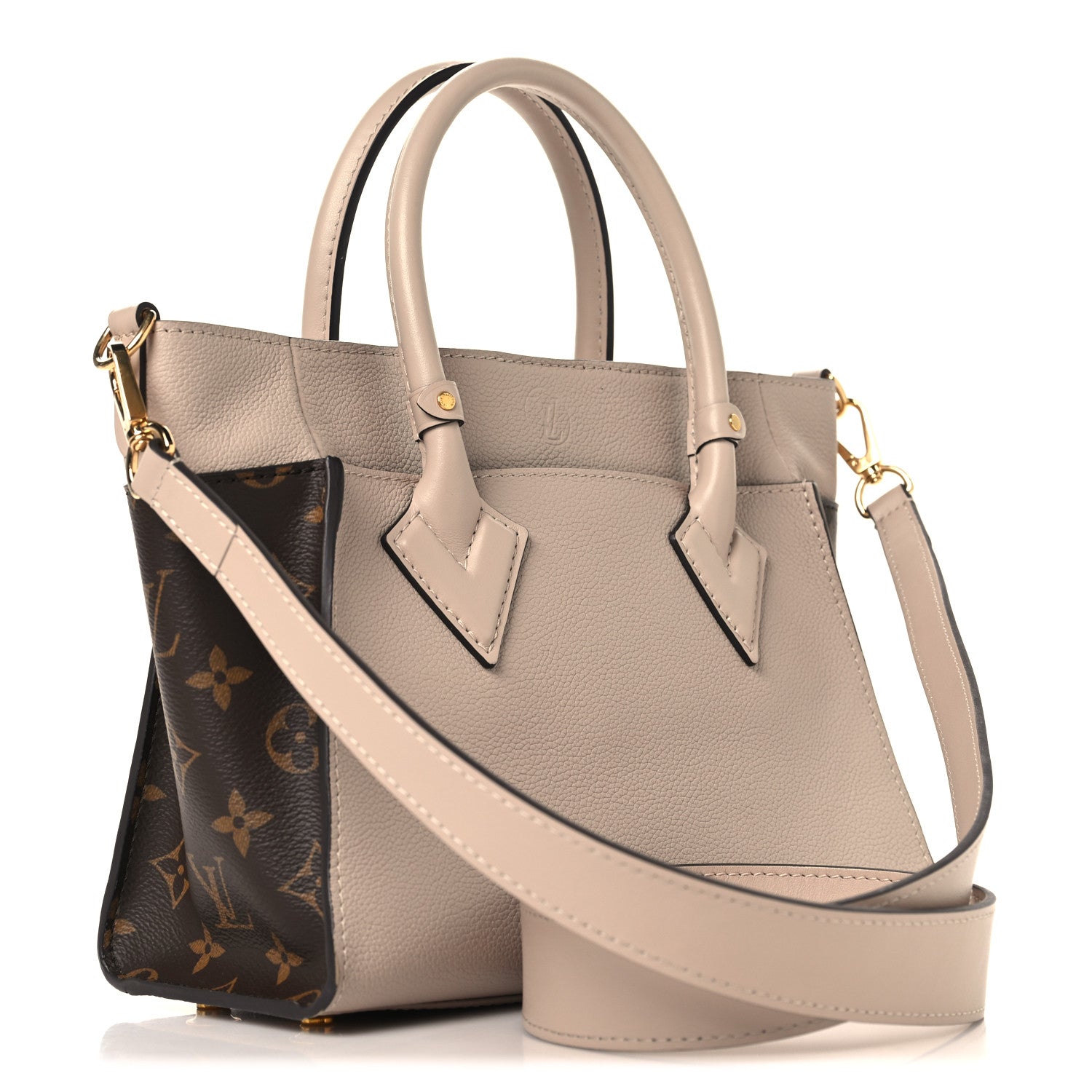 Louis Vuitton Calfskin Monogram On My Side PM Greige 3 of 12