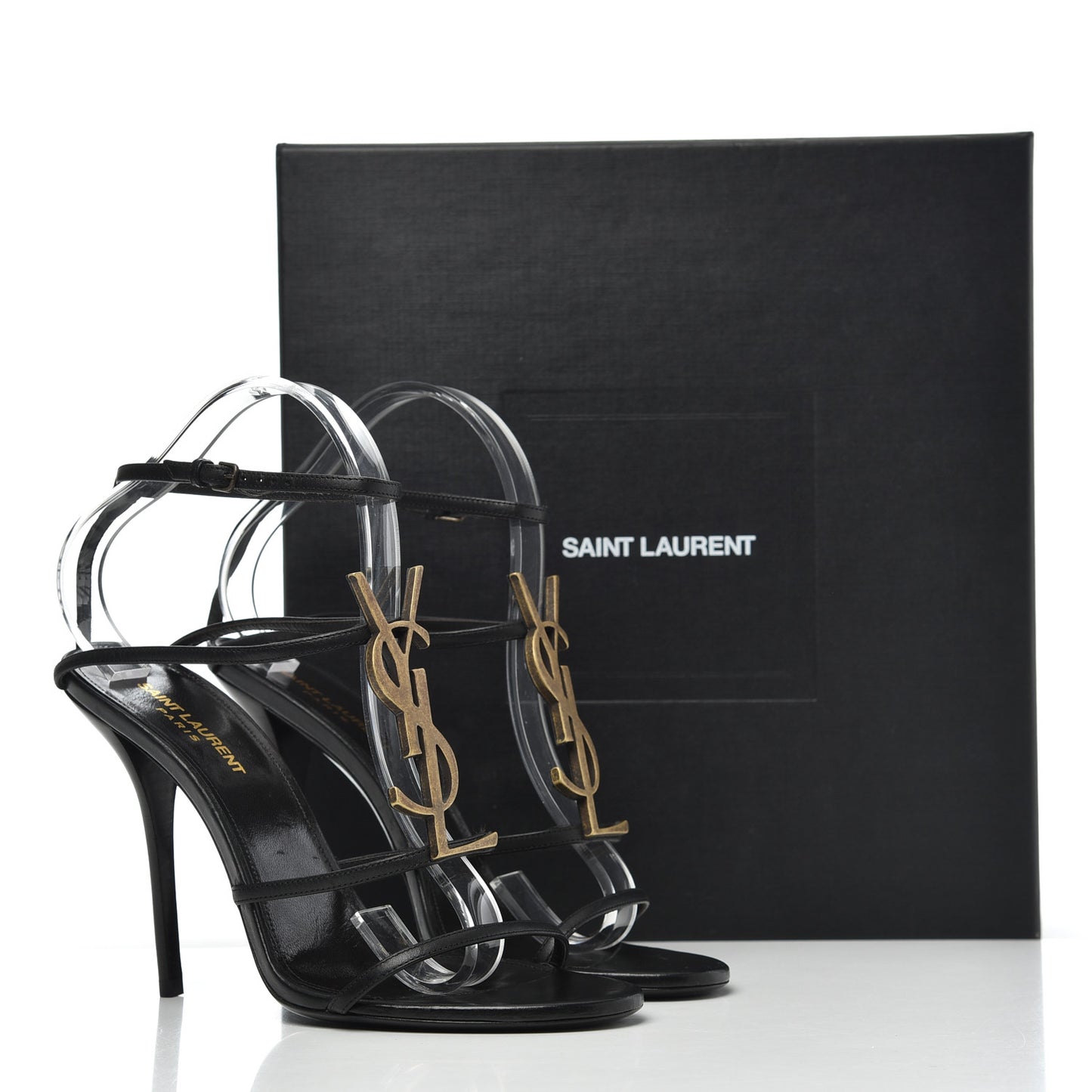 Calfskin Cassandra 110 Sandals 39.5 Black Gold