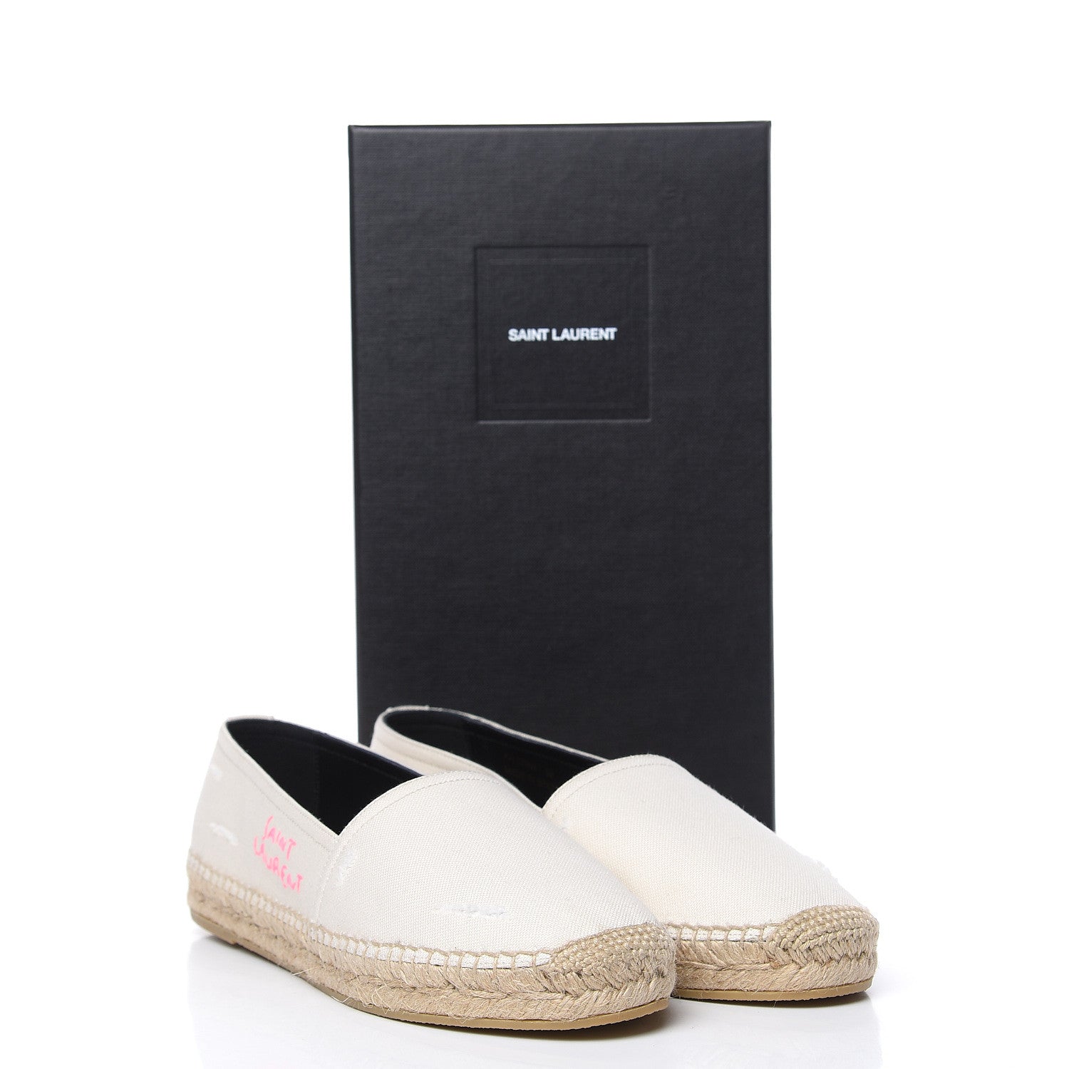 Saint Laurent Canvas Elba Logo Embroidered Espadrilles 39 Panna 9 of 10