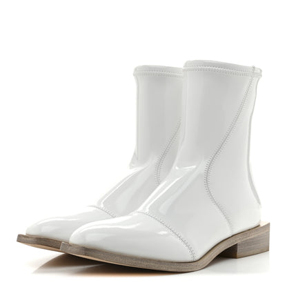 Fendi Glossy Neoprene FFrame Low Ankle Boots 37.5 White 4 of 9