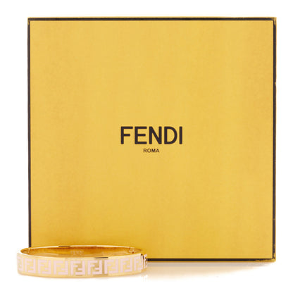 Fendi Brass Enamel FF Bracelet L Gold Pink 4 of 4