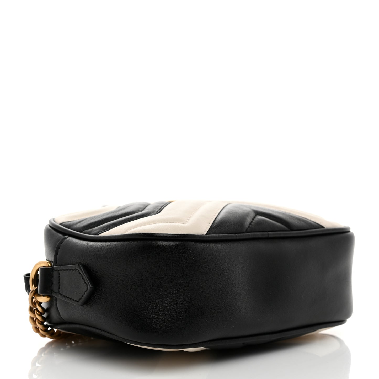 Calfskin Matelasse Mini GG Marmont Chain Shoulder Bag Black White