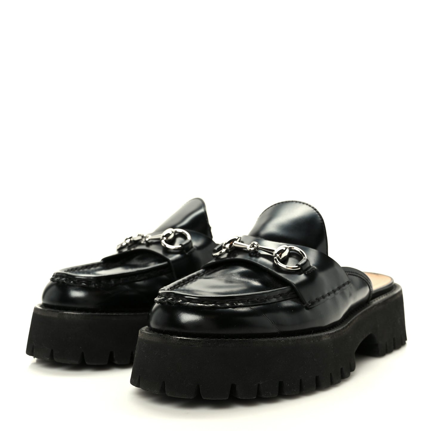 Magnum Calfskin Womens Horsebit Platform Mules 38 Black