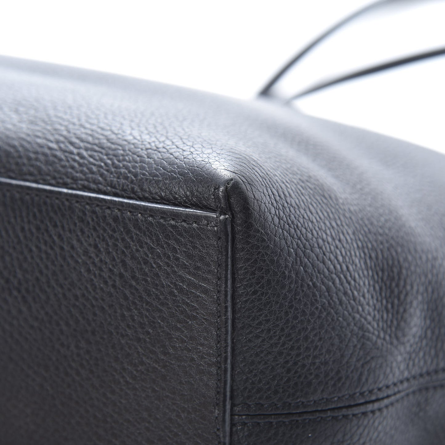 Grained Calfskin Rockstud Shoulder Tote Black