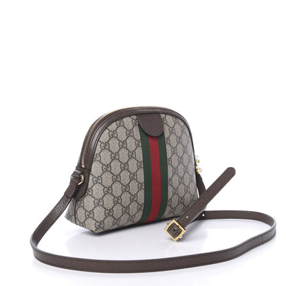 Gucci GG Supreme Monogram Textured Dollar Calfskin Web Small Ophidia Dome Shoulder Bag Beige Ebony New Acero 3 of 10
