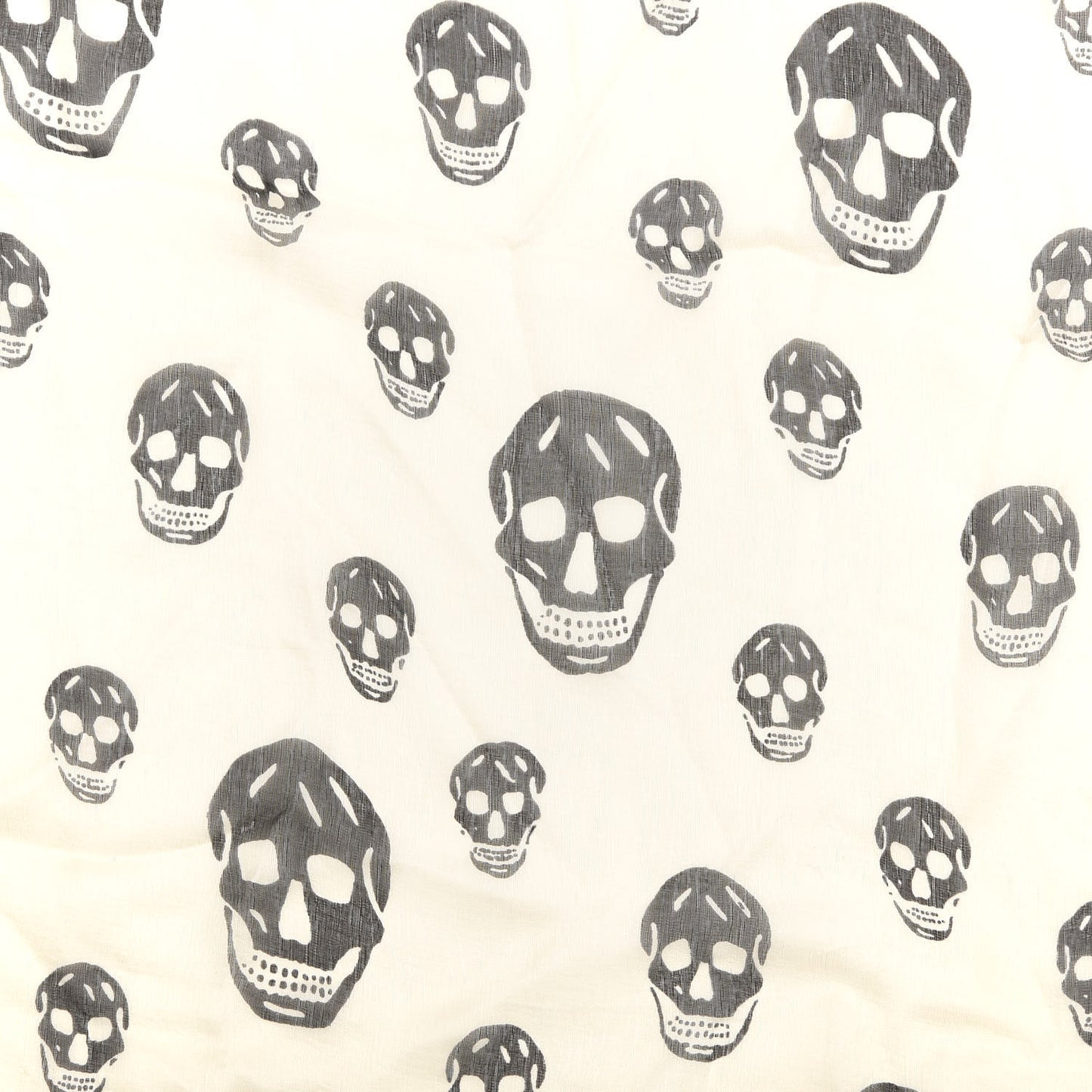 Silk Chiffon Skull Scarf Ivory Black