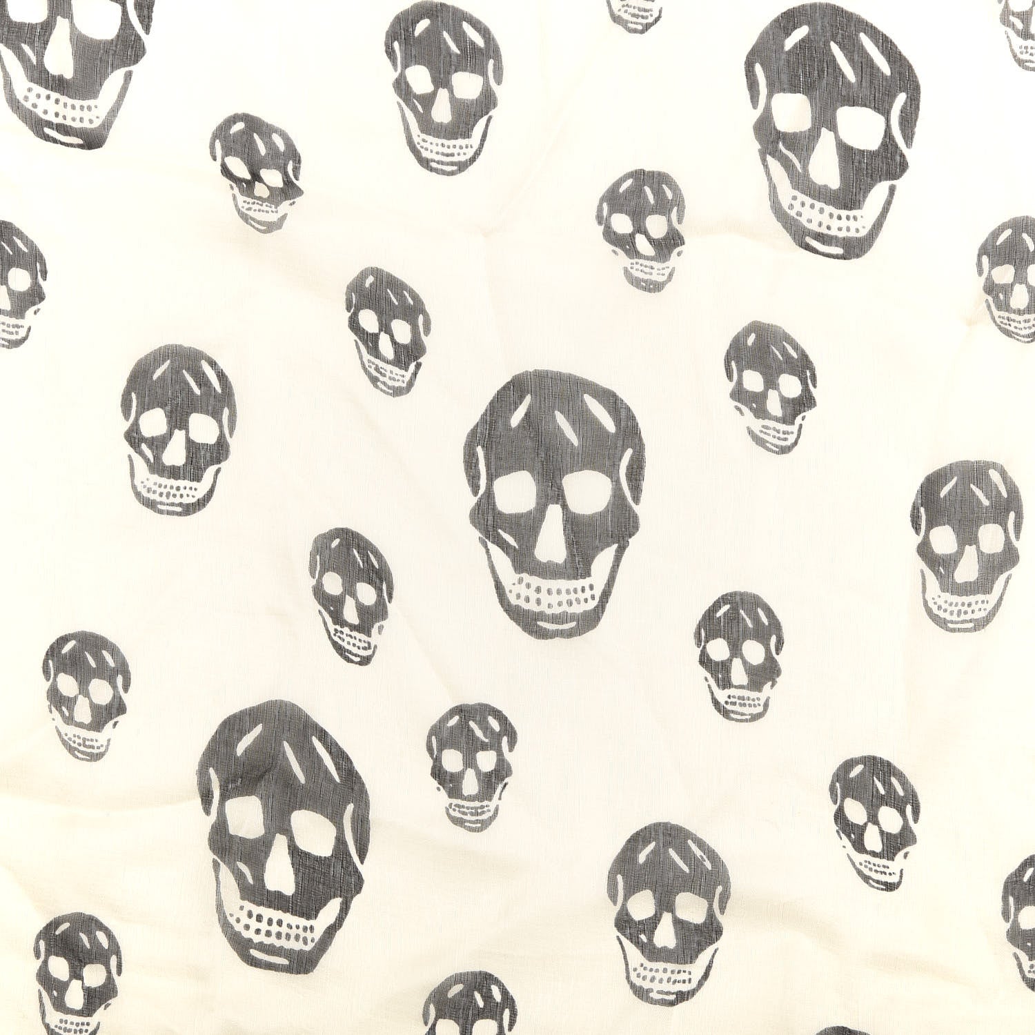Alexander McQueen Silk Chiffon Skull Scarf Ivory Black 2 of 3