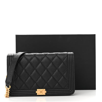 Chanel Caviar Quilted Boy Wallet On Chain WOC Black 17 of 17