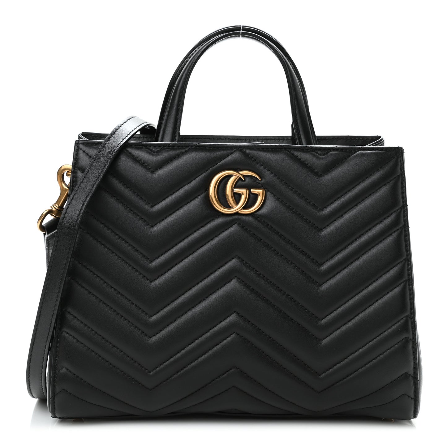 Calfskin Matelasse Small GG Marmont Tote Black
