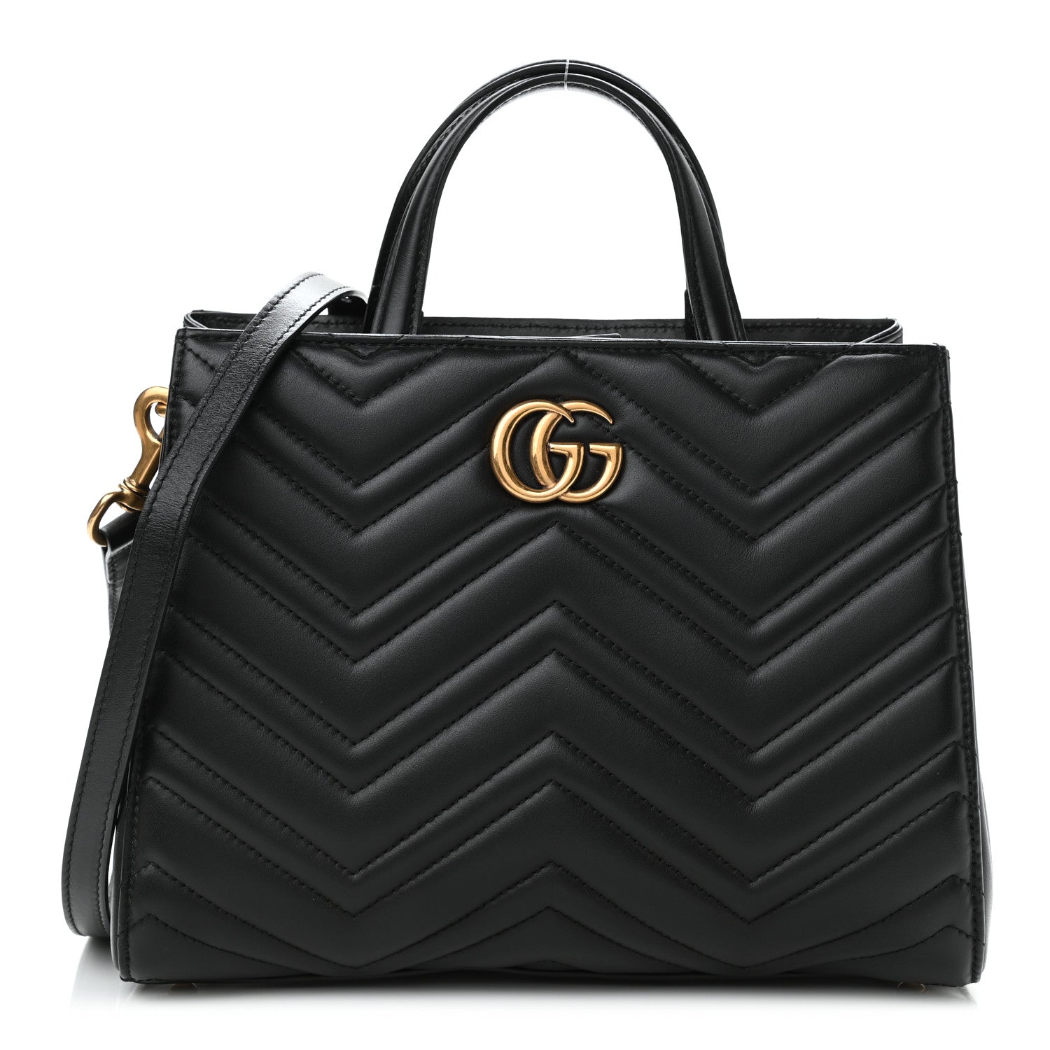 Gucci Calfskin Matelasse Small GG Marmont Tote Black 1 of 9