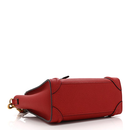 Celine Drummed Calfskin Nano Luggage Red 4 of 10