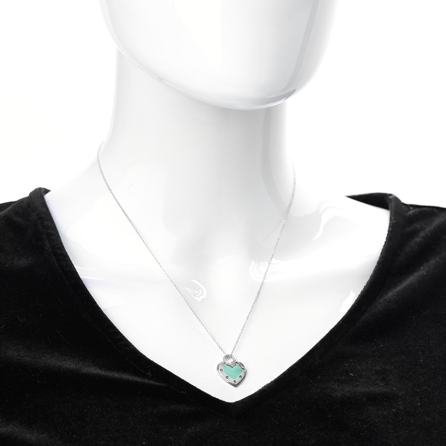 Tiffany Sterling Silver Enamel Return to Tiffany Love Heart Necklace Blue 2 of 7