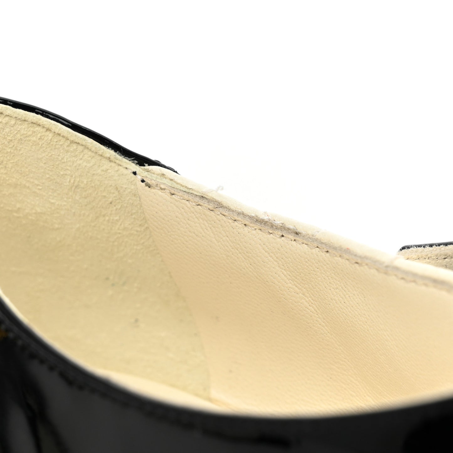 Patent Lambskin Quilted Cap Toe Ballerina Flats 36 Ivory Black