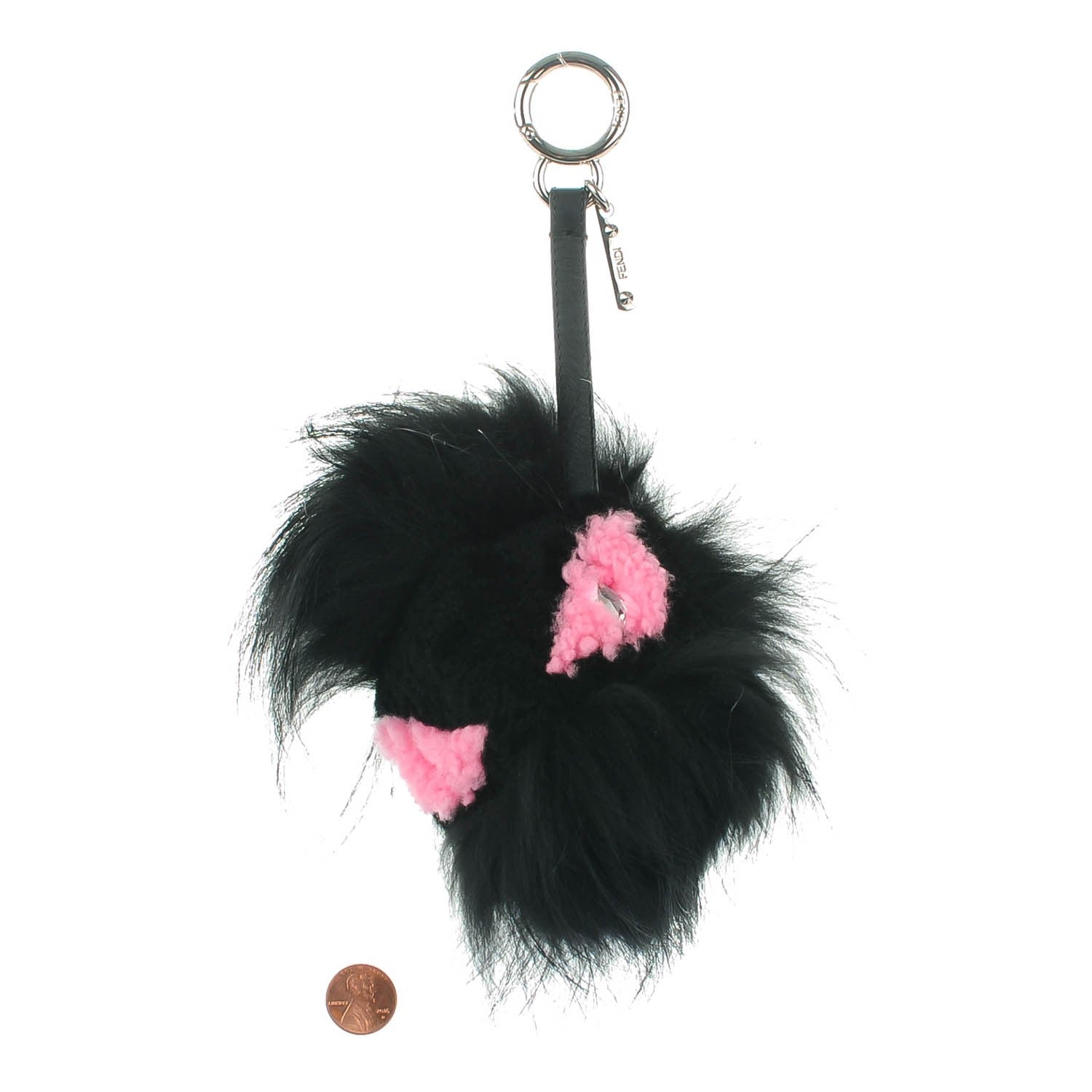 Fendi Fox Fur Shearling Crystal Pinky Punky Monster Bag Bug Charm