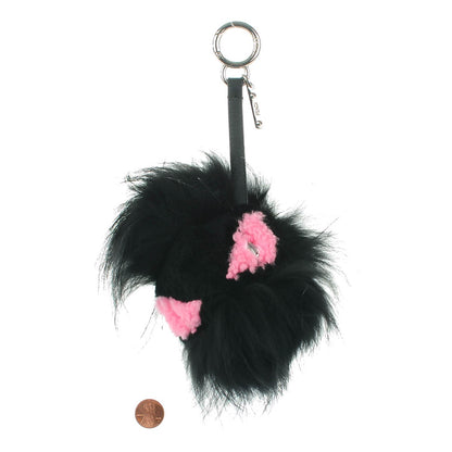 Fendi Fox Fur Shearling Crystal Pinky Punky Monster Bag Bug Charm Black Bubblegum 2 of 5